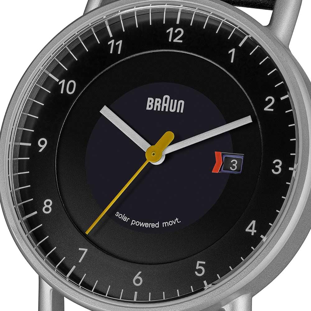 Braun Solar Watch for and Black Leather Strap with Silver BN0301BKSLBKG Men, Women, Unisex, Case,