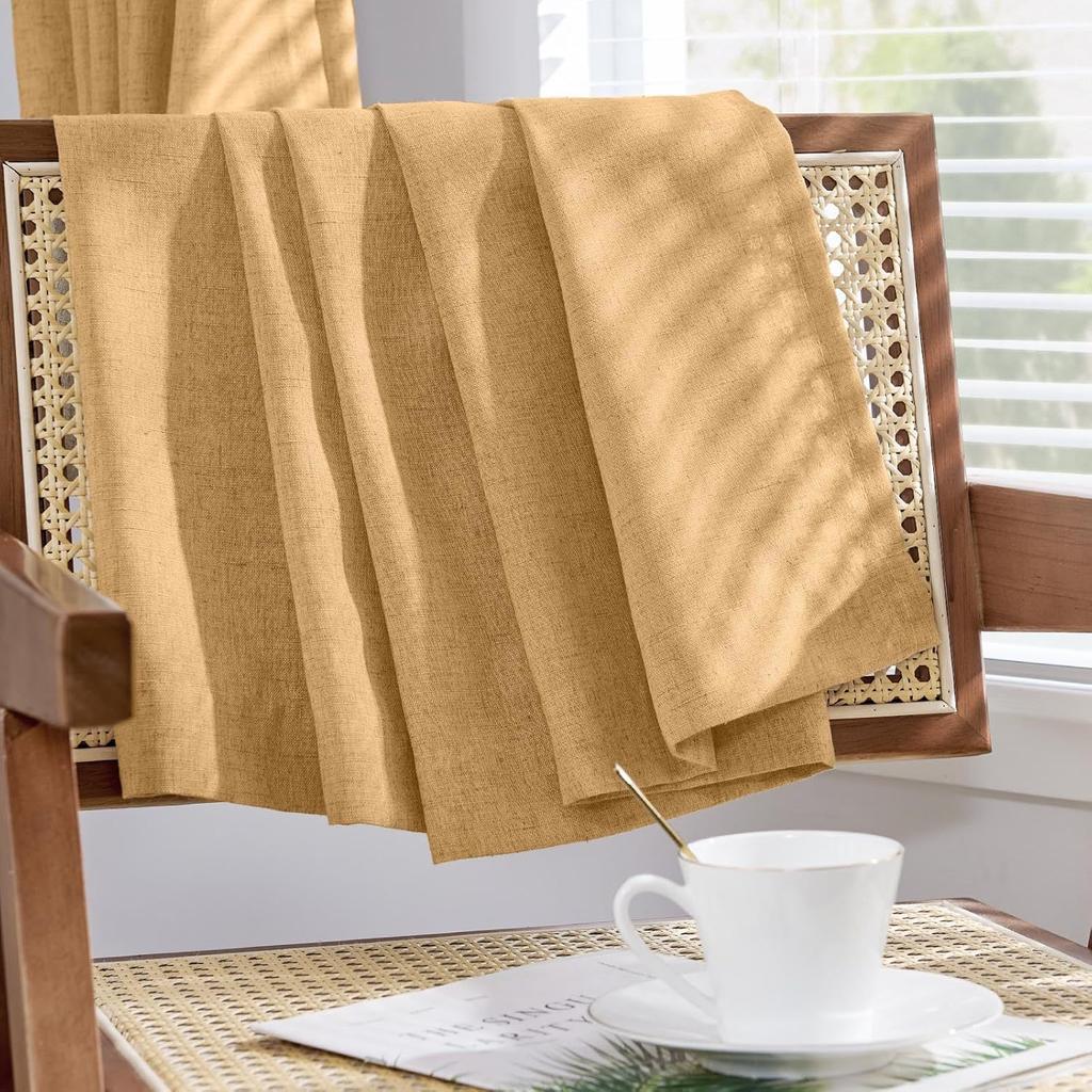 Solid-Color Translucent Curtains, Suitable for Living Rooms, Bedrooms, Dining Rooms, Balconies, Offices, Farmhouses, Machine Washable, Grommet Top