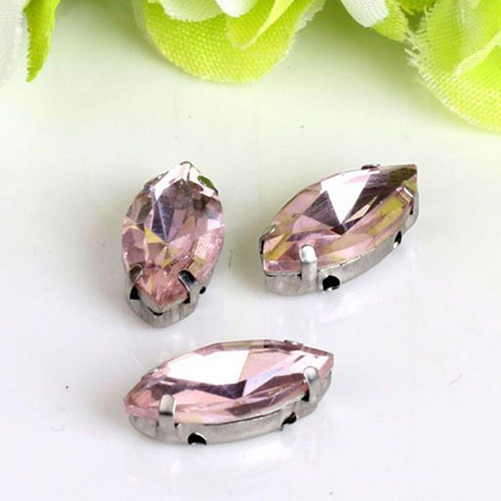 50Pcs/Pack Eye Shape Glass Crystal Stones Sew On Diamond Beads Ornament  For Needlework