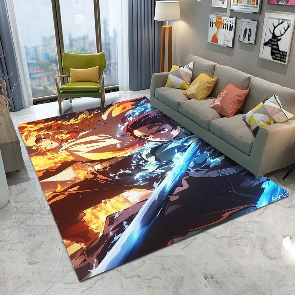  Demon Slayer Blade Carpet Hashibira Inosuke Cartoon Living Room Bedroom Sofa Balcony Entrance Rug Non-slip Mat Home Decor