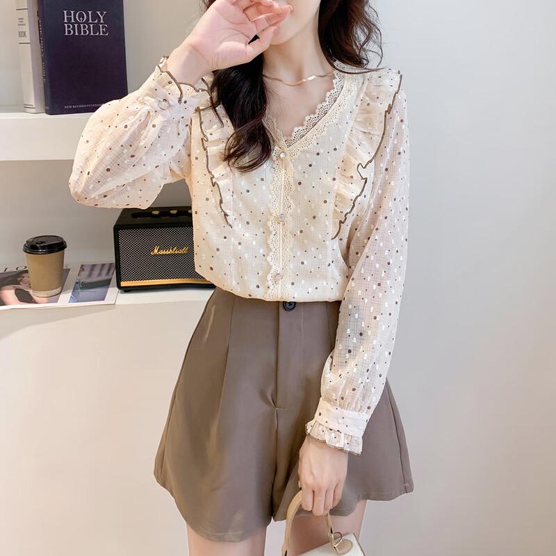Mokana Women's Sweet Elegant Floral Long-Sleeve Blouse