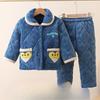 New Pajamas Crystal Flannel Padded Set Autumn And Winter Men'S And Children'S Loungewear Thickened Pajamas To Keep Warm