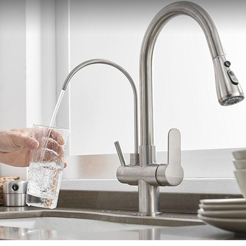 Three In One Water Purifier Faucet Kitchen Universal Rotating Washing Basin Water Tap Stretching RO Direct Drinking Faucet