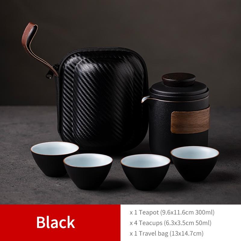 Ceramic Quick Tea Set One Pot Four Cups Portable Bag Kung Fu Tea Set Portable Tea Brewing Pot