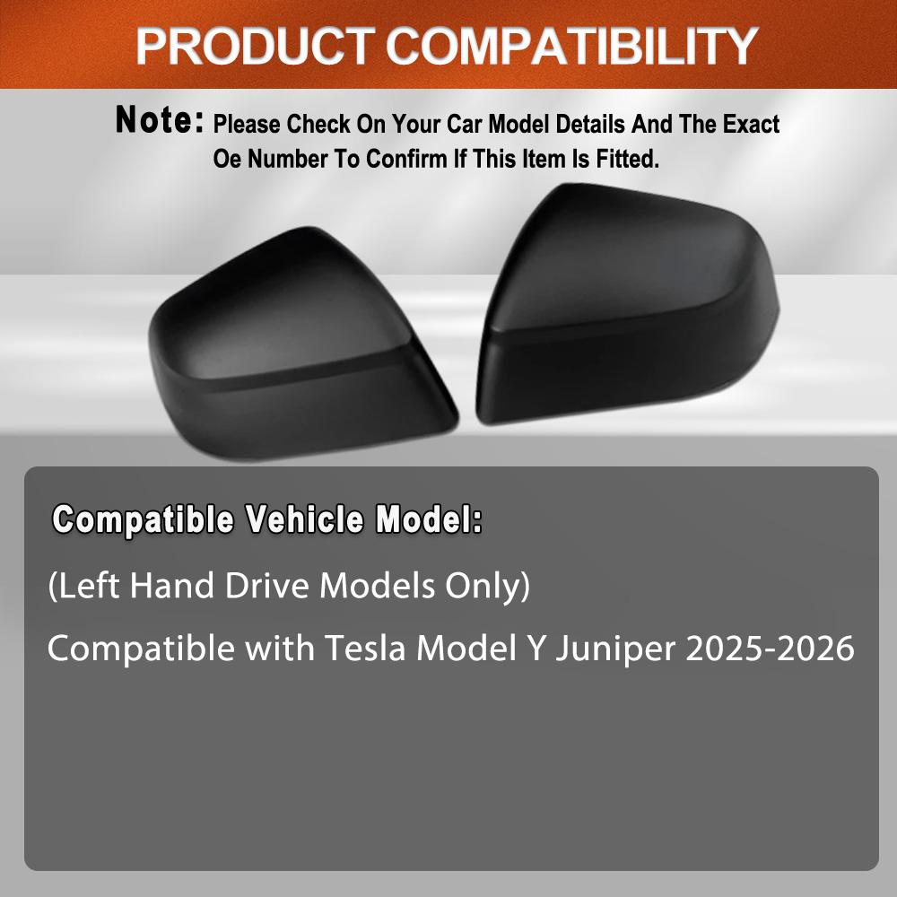 2pcs Side Rearview Mirror Cap Wing Mirror Cover Sticker Trim for Tesla Model Y Juniper 2026-2026 Left Hand Drive