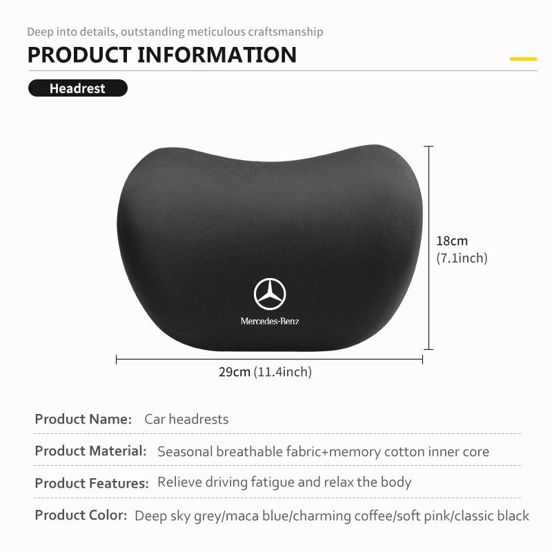 TPSHK1 2025 Hot For Benz Car Seat Back Pillow Headrest Neck Cervical Lumbar Support For Mercedes Benz CLK GLC W212 C200 C300 W203 W204