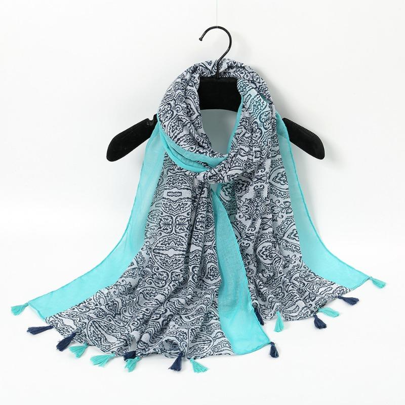 Autumn and winter small fresh rendering ink painting butterfly printing warm shawl, travel beach towel cotton and linen feel scarf