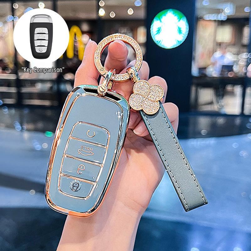Premium Key Cover for Hongqi H5, HS5, H6, HS3, H9, HS6, EQM5, HS7 - Elegant Car Shell Buckle