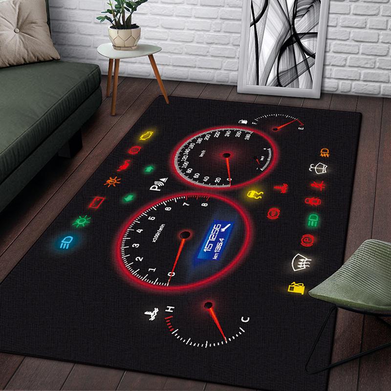 Racing Dashboard Cool Pattern Decorative Square Rug Modern House Living Room Floor Matte Bedroom Carpet Art Poster Mat Fans Gift