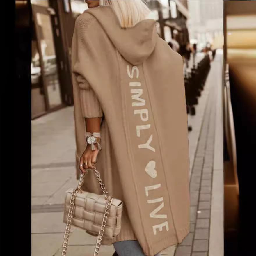 In Stock: Autumn/Winter Hooded Loose Knit Mid-Length Cardigan