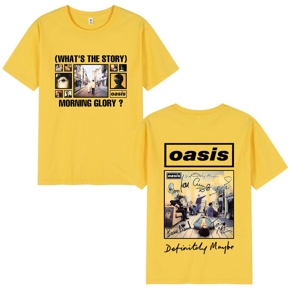 O-Oasis T-Shirts British Rock Band Vintage T-shirt Mens Clothing Cotton Casual Short Sleeve T Shirts Tops Streetwear Fans Gift