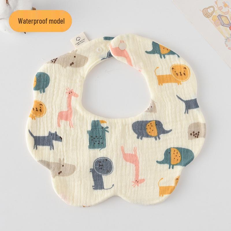 Korean-Style Cartoon Cotton Baby Bib – Waterproof, A-Class Saliva Towel