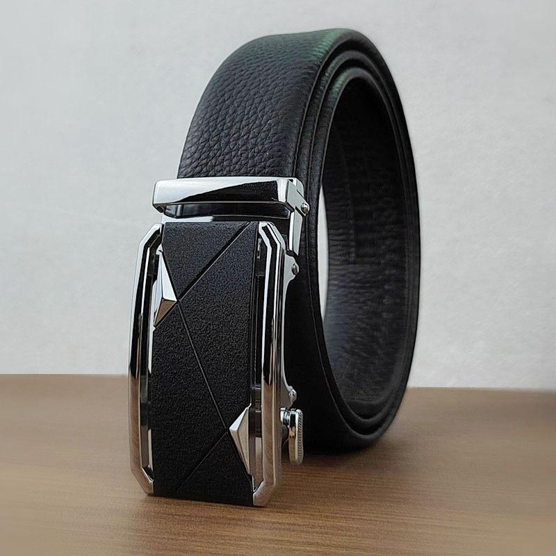 Men'S Automatic Buckle Belt Leather Business Belt Men'S First Layer Cowhide Middle-Aged Simple Dad Gift Belt Men
