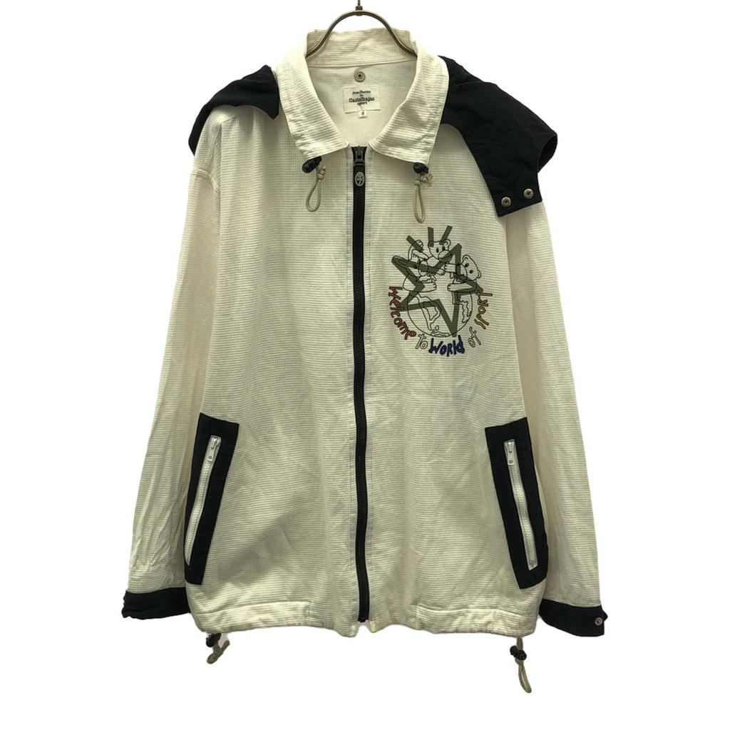 Castelbajac Sport Print Pattern Hoodie Zip Jacket 2 White System Jumper Men's Used
