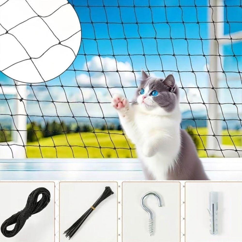 Durable Cat Window Sill Fence Plastic Pet Anti-Fall Mesh Pet Balcony Protective Net  Window