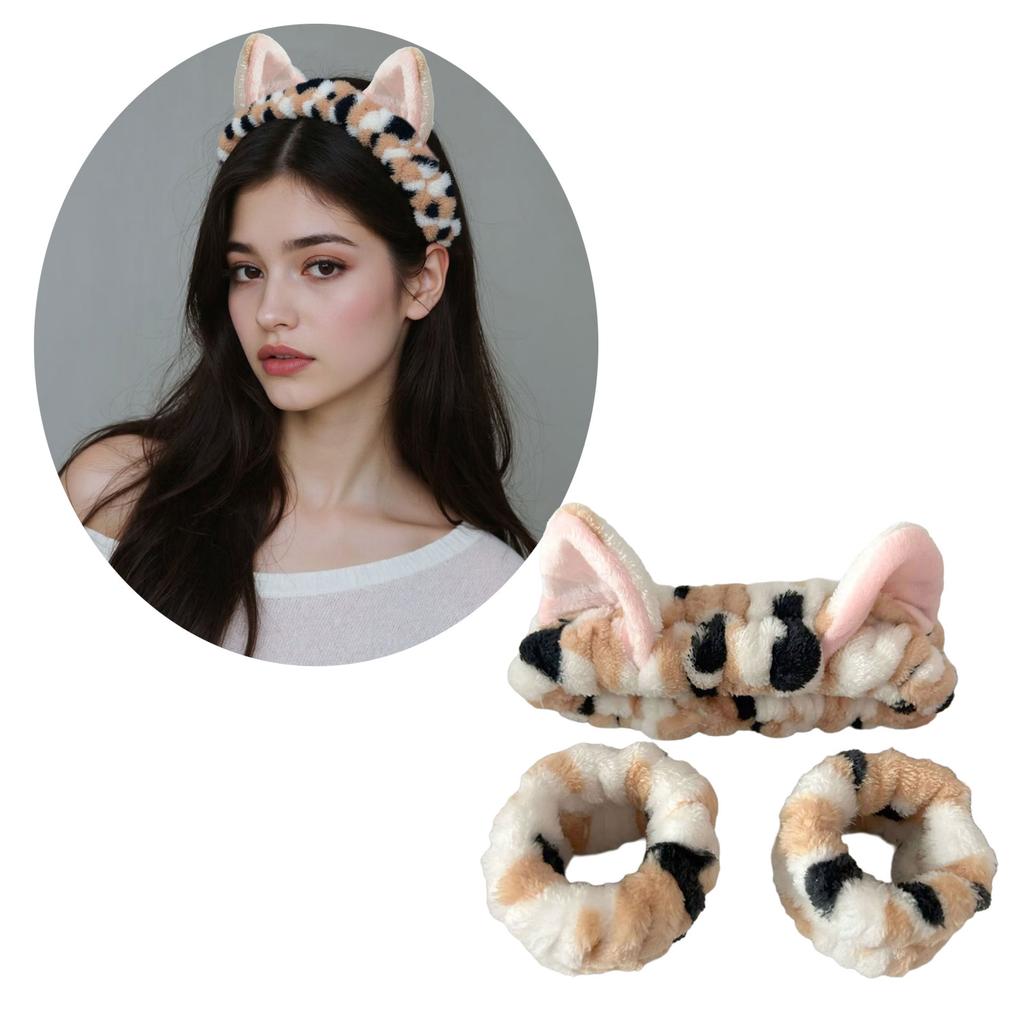 Popular Furry Plush Hairband and Wrist Wash Band for Female Everyday Use Face Washing Makeup Mask Application Headwear
