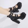 Special-shaped Punk Rivet Buckle Super Thick Heel Waterproof Table Personalized Fashion Women's Shoes Sexy High Heels