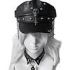 2000s Women Beret Hat Punk Rivet Decors Flat Top Cap Breathable PU Leather Octagonal Hat for Casual and Cosplay Wear