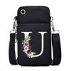 New Letter-printed Black Oblique Span Bag, Mobile Phone Bag, Light To Carry, Vertical Length and Width Change Bag