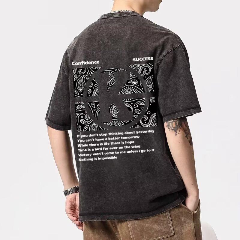 New Sports Casual Short-Sleeved T-Shirt Men'S Summer Korean Version Of The Trend Of Simple Half-Sleeved Tops Hong Kong Style Loose T-Shirt