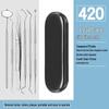 Dental Oral Care Tool Set: Stainless Steel Mouth Mirror, Probe, Tartar Remover, Toothpick