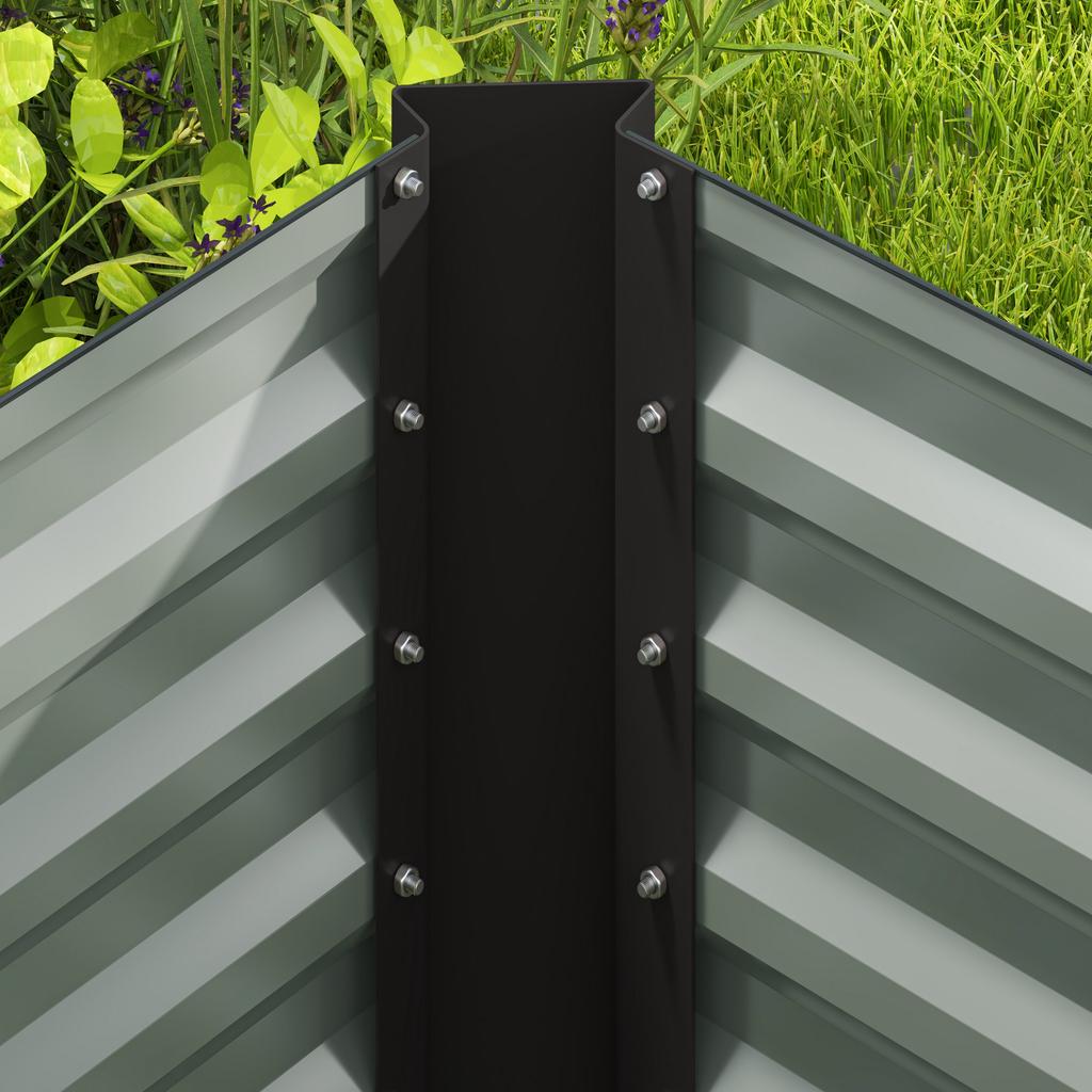Raised Garden Bed, Set of 2. Planter Box. Extra Deep. Metal. 120 X 60 X 60 Cm. Dark Gray