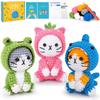 Cat Crochet Kit for Beginners with Video, Frog Shark Crochet Kit Cosplay Animal Knitting Kit Crocheted Animal Kits Complete Kitten Crochet Starter