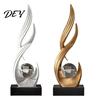 Minimalist Decorative Statue for Entryway Abstract Sculpture with Clear Crystal Ball, Modern Flowing Curve Tabletop Decor Wealth Accumulation