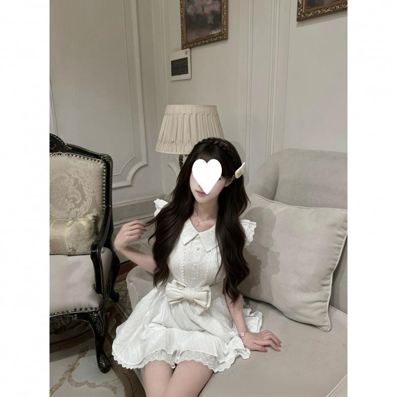 Beautiful film small clothes French sweet age reduction apricot college style travel doll collar dress female princess dress summer