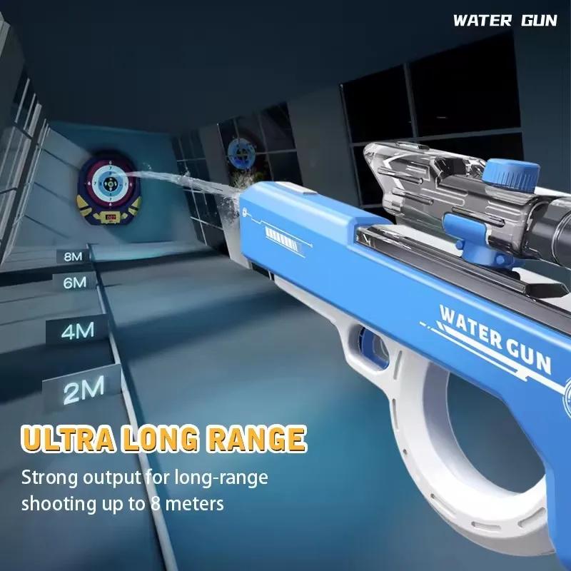 Non-Toxic Electric Water Gun Automatic Water Absorption Watergun Automatic Continuous Firing Squirt Gun Beach Outdoor Swimming Pool Toy