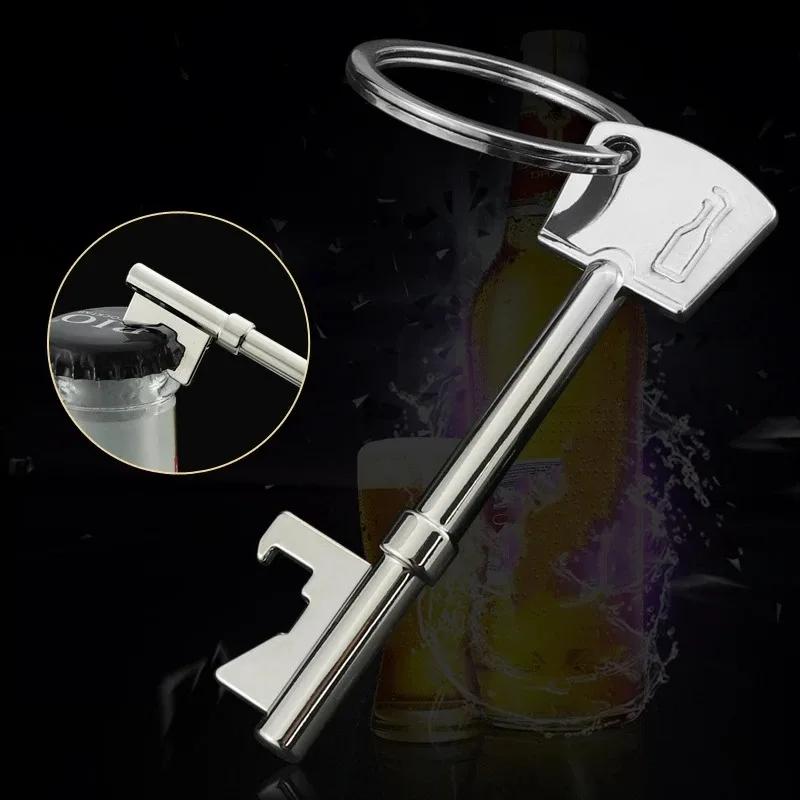 Key Portable Bottle Opener Beer Bottle Can Opener Hangings Ring Keychain Kitchen Tool Simulated Metal Key Keychain Bottle Opener