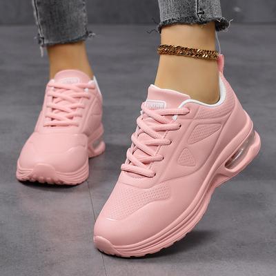 Rosa Damen Leder Sneaker Damen Air Cushion Sportschuhe Frau Atmungsaktiv Leichtgewicht Trainer Freizeitschuhe Damen Tennis