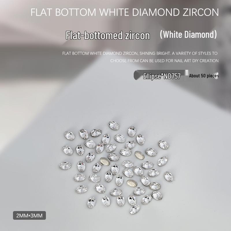 Nail Art Decorations: 5A Zircon Rhinestones - Marquise, Teardrop, Heart, Square Shapes, Flat Back, 50 Pcs.