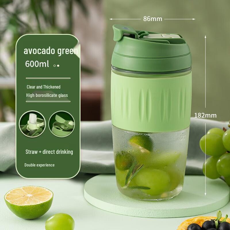JEKO&JEKO High Borosilicate Glass Dual-Drink Straw Cup