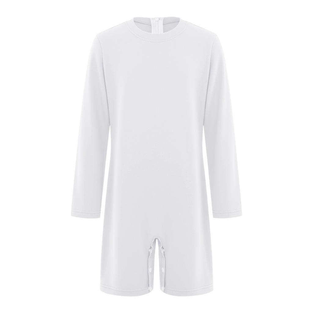 Combinaison Adaptative Unisex pour Enfants Col Rond Manches Longues Boutons-Pression à l'Entrejambe Couleur Unie Besoins Spéciaux
