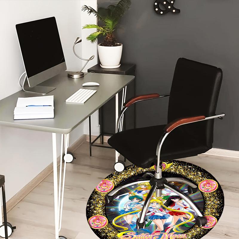 

1pc Sailor Moon Characters Artwork Round carpet, Made of Polyester,Perfect for Decorating Office Chairs, Living Rooms 80cm