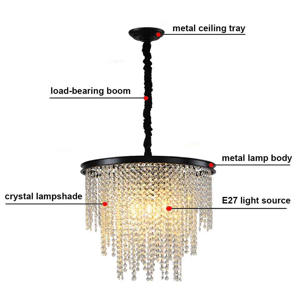 American LED Crystal String Ceiling Indoor Lamp Crystal Lustre Luxury Chandeliers for Living Room Bedroom Style Pendant Light