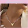 Elegant Pink Heart Shaped Crystal Stone Pendant Necklace For Women Stylish Gift