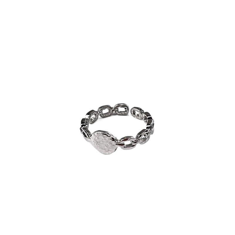 SuChuang S925 Sterling Silver Geometric Textured Ring - Trendy Korean Style for Girls Adjustable
