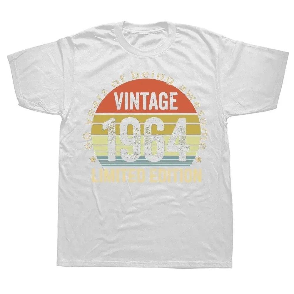 

2024 Женские футболки унисекс на годовщину дня рождения 1964 60 лет, ограниченный выпуск, винтажные хлопковые футболки, подарочные футболки с короткими рукавами XL