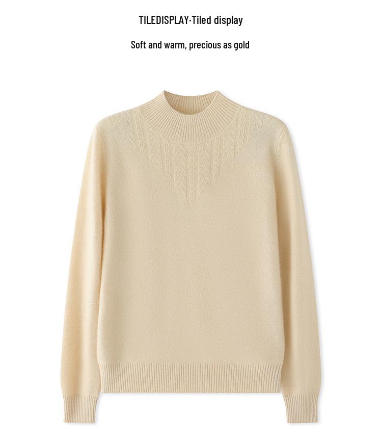 Women's Cashmere Long Sleeve Knitwear: Versatile, Stylish, Slimming Half-High Neck Sweater for Autumn/Winter
