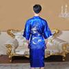 Men's Embroidered Silk Dragon Robe - Chinese Style Long Bathrobe