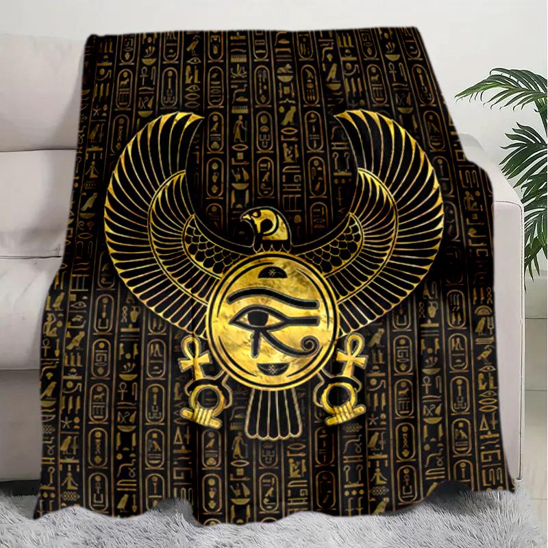 1PC Egyptian theme printed blanket, all season lightweight home office outdoor nap multifunctional blanket A6