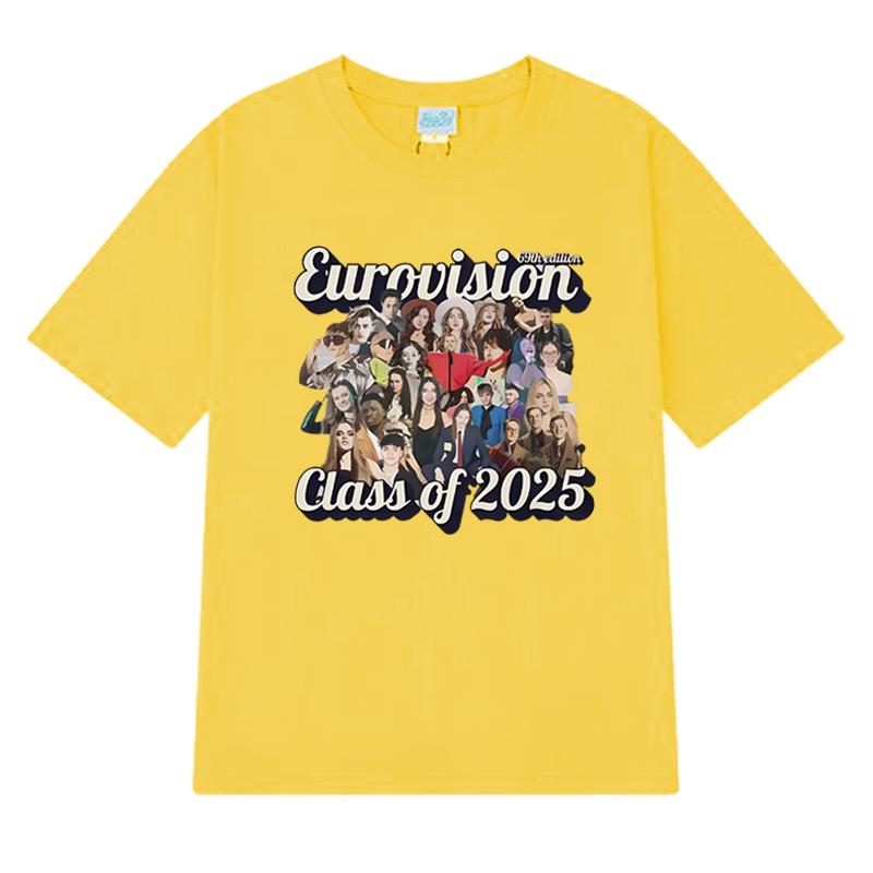 Hot Sale Eurovision Song Contest Class of 2025 Unisex Short Sleeve T Shirts Men Women Cotton Short Sleeve T-shirt Cotton Tops