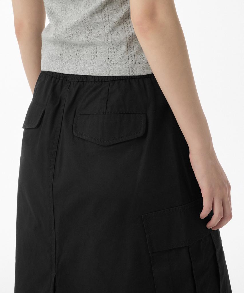 MUSINSA STANDARD WOMAN Women'S Cargo Elastic Midi Skirt [Black]