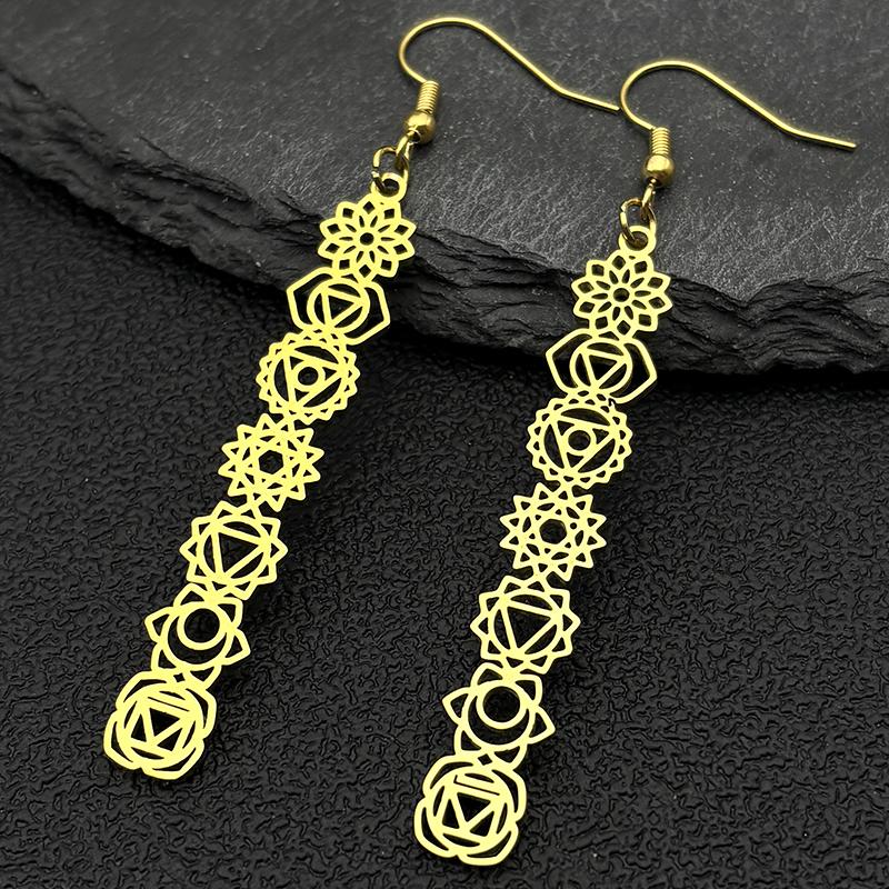 Yoga 7 Chakra Birth Flower Pendant Necklace for Women Girls Stainless Steel Gold Color Reiki Healing Amulet Jewelry Gift