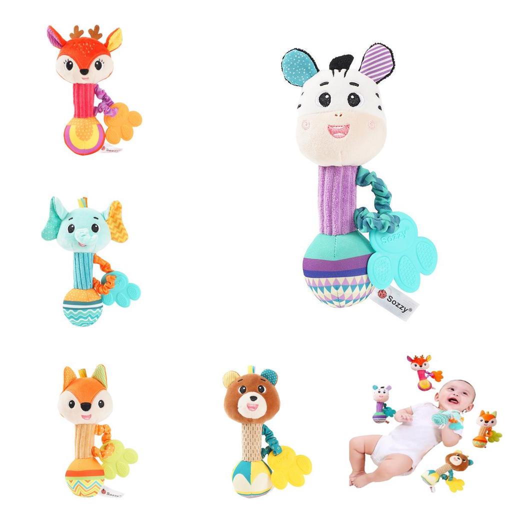 Sozzy Soft Plush Baby Rattle Hand Grasp Stick Toy 0-1 Year Old Infant Teether Bed Bell Baby Shake Bell Stuffed Doll