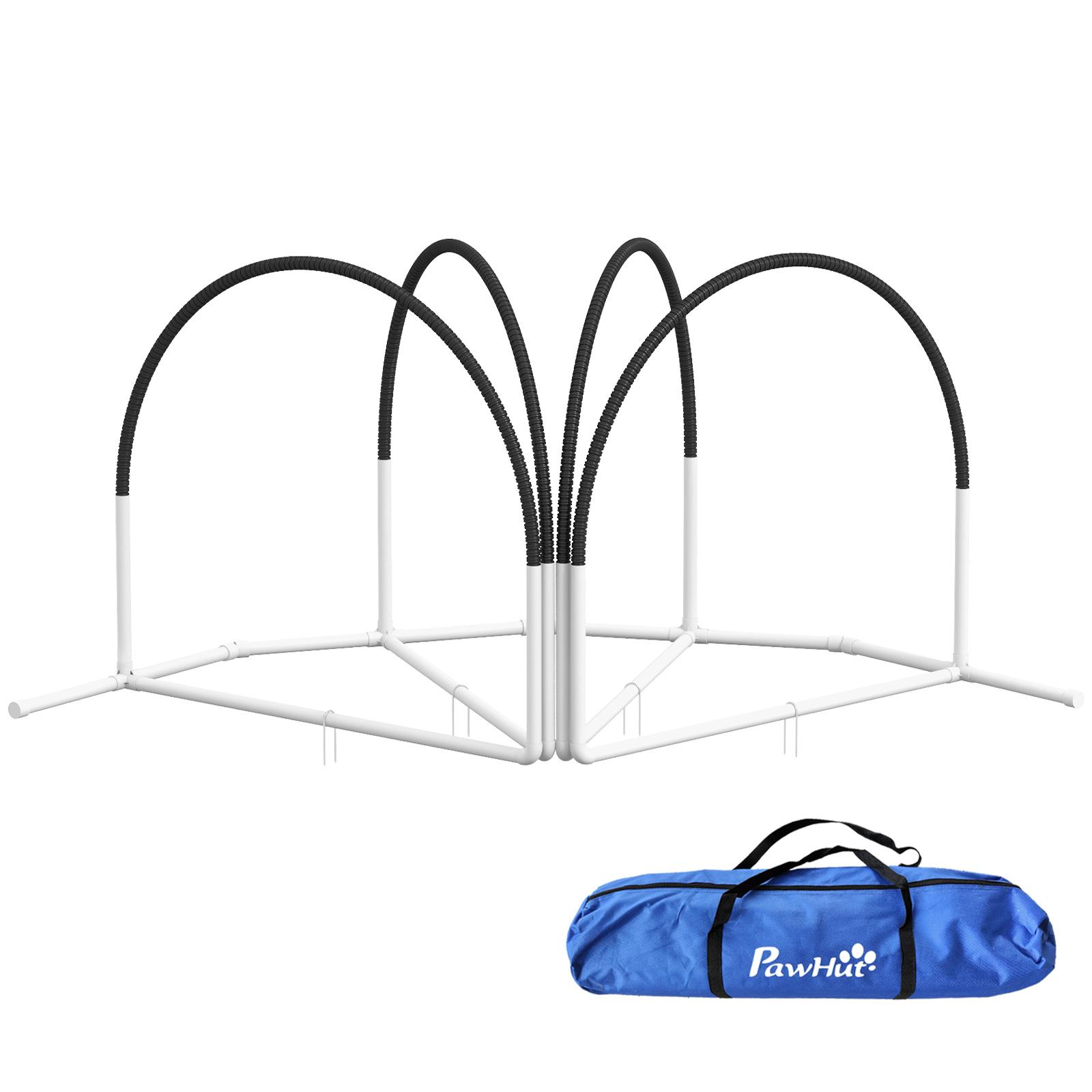 Kutya Agility Készlet Kutyakiképző Kiegészítők Agility Készlet, 4 Darabos, 89 x 69 x 99 cm, Fehér + Fekete 89 x 69 x 99 cm