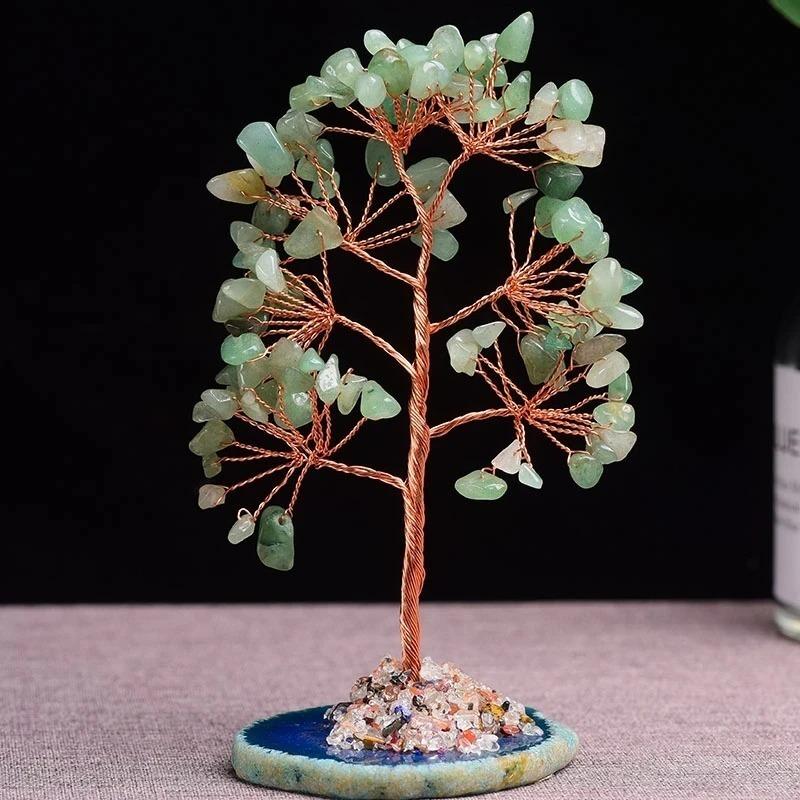 European Hand Woven Colorful Crystal Broken Stones Wealth Tree Ornaments Living Room Decorations Desktop Crystals
