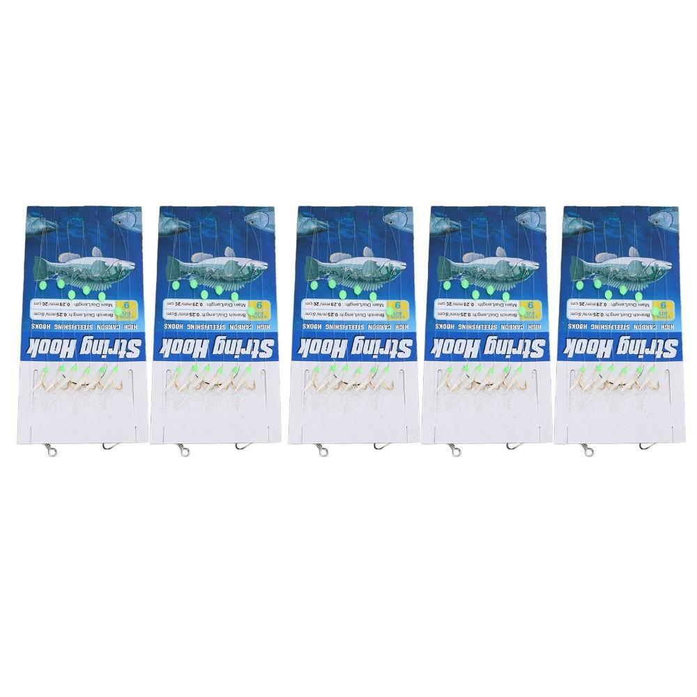 5PCS Carbon Steel Fishing Lure Bait Rig 6 Hooks Fishing Bait Rigs Freshwater Fishing